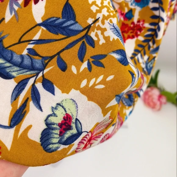 VICI ENTRO Tropical Vibe Cut Out Back Floral Print Tiered Sleeve Tunic Dress L - Picture 6 of 16